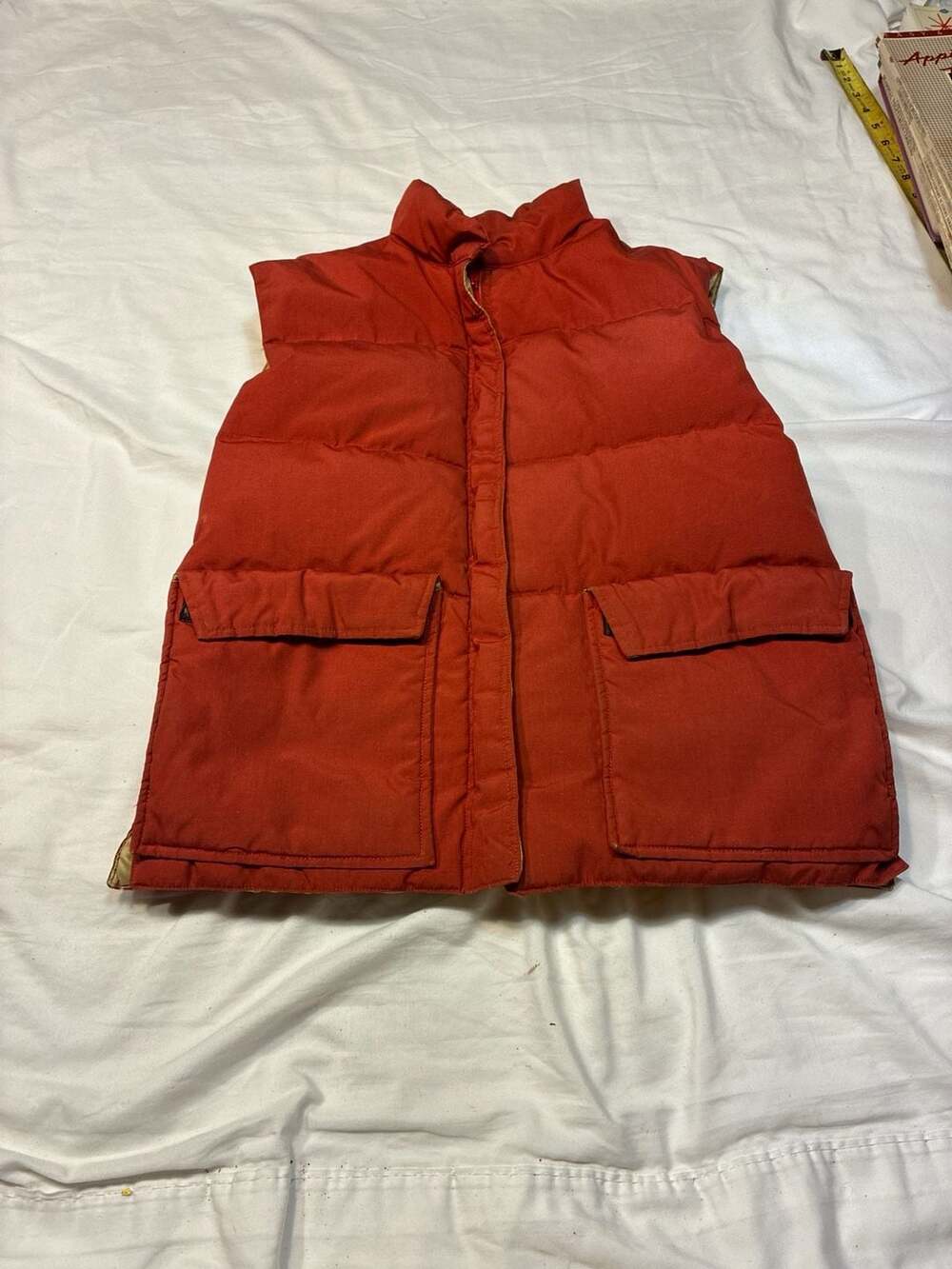 Vintage Altra Boulder Colorado Made in USA Down Puffer Vest Rust Orange